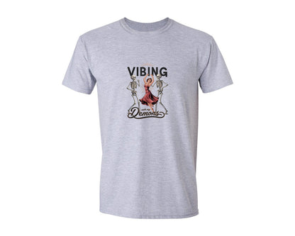 brand:Generic|color:Sports Grey / Athletic Heather|Vibing With My Demons Retro Gothic 2 Graphic T-Shirt