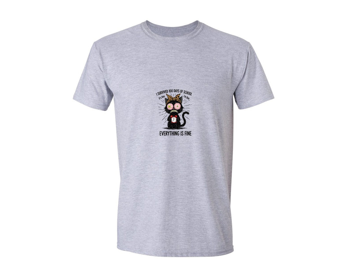 brand:Generic|color:Sports Grey / Athletic Heather|I Survived 100 Days Of School 29 Graphic T-Shirt