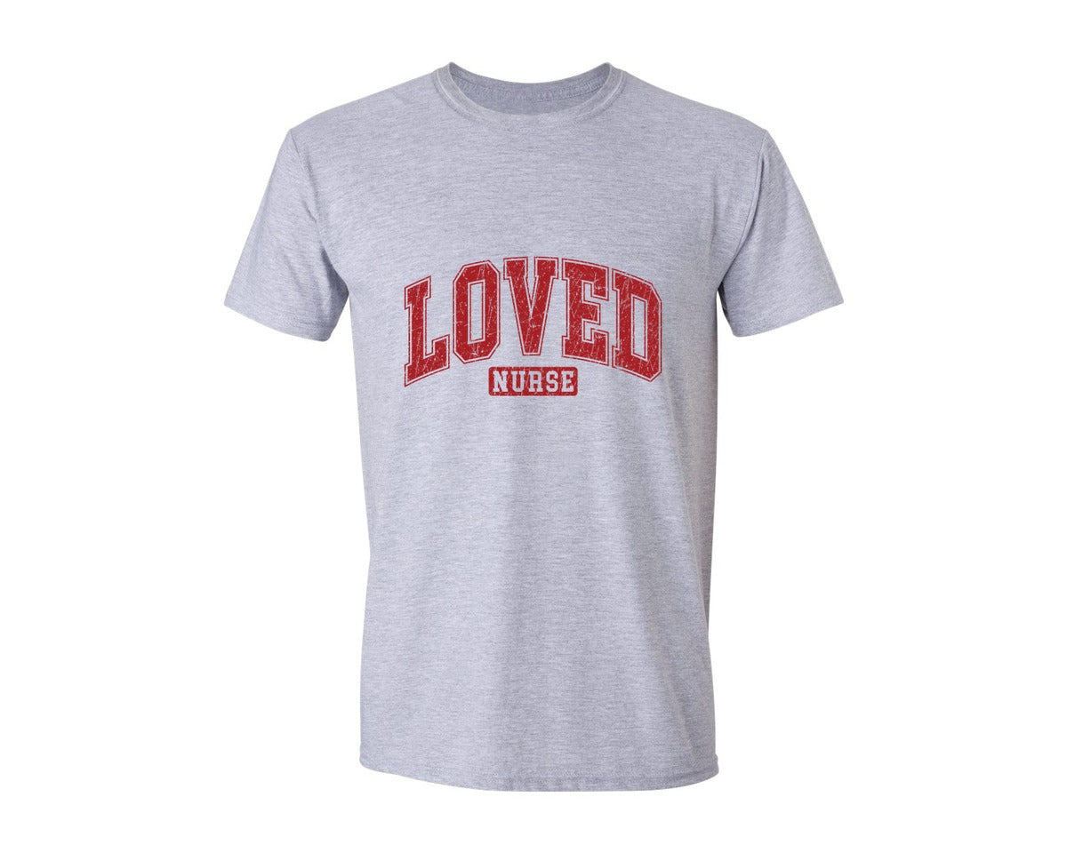 brand:Generic|color:Sports Grey / Athletic Heather|Valentine Nurse Loved Nurse Gift Graphic T-Shirt