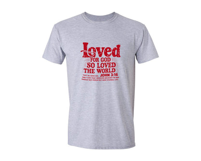 brand:Generic|color:Sports Grey / Athletic Heather|Loved John 316 Bible Verse Graphic T-Shirt