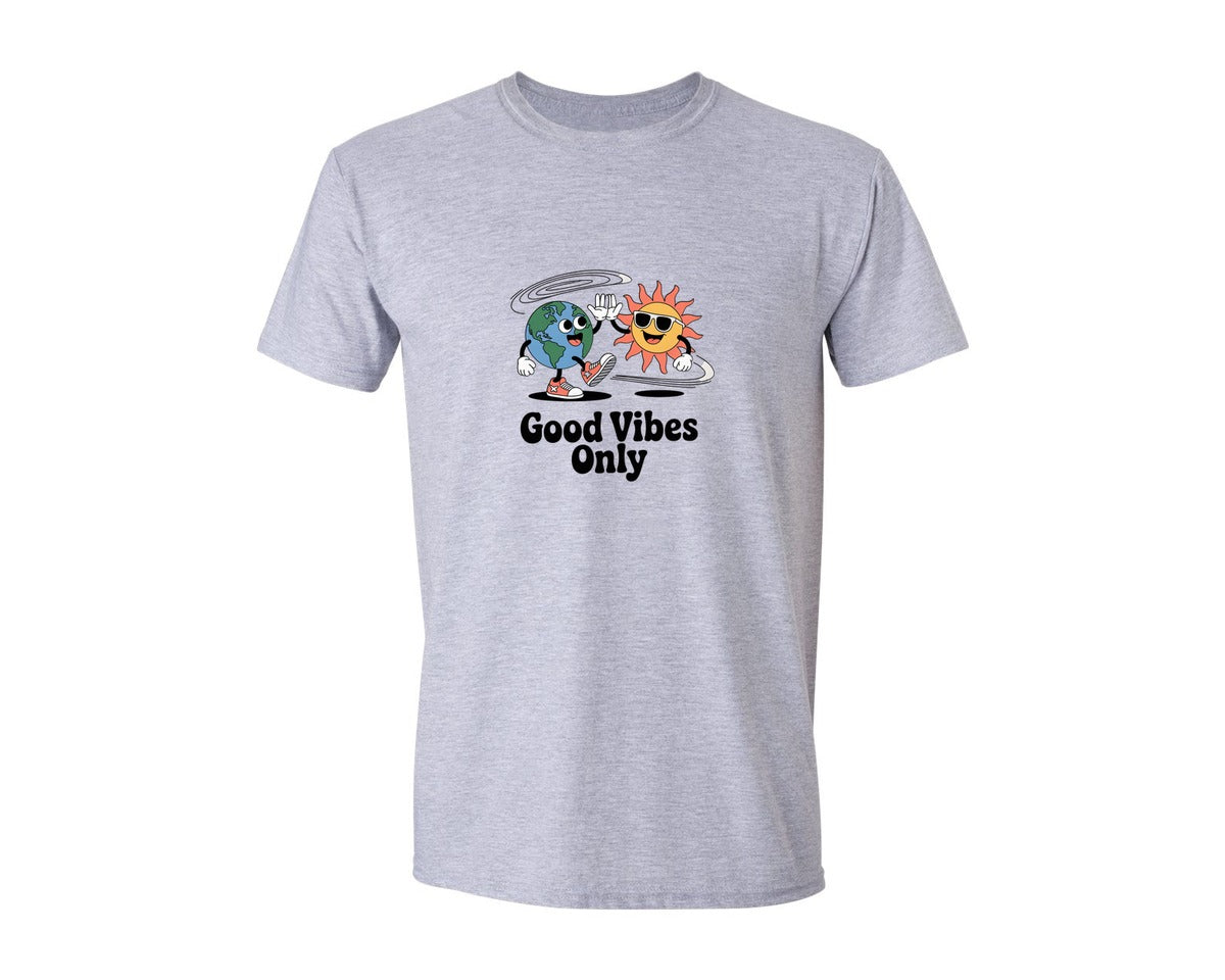 brand:Generic|color:Sports Grey / Athletic Heather|Good Vibes Earth Sun 2 Graphic T-Shirt