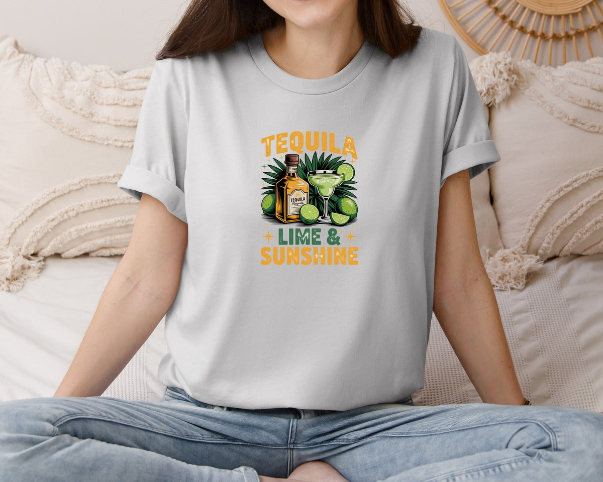 brand:Bella Canvas|color:Sports Grey / Athletic Heather|Tequila Lime And Sunshine Summer Graphic T-Shirt