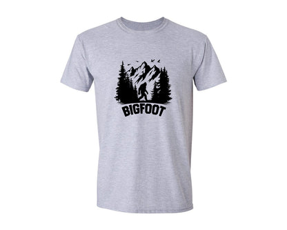brand:Generic|color:Sports Grey / Athletic Heather|Retro Bigfoot Silhouette Pixel Art Graphic T-Shirt
