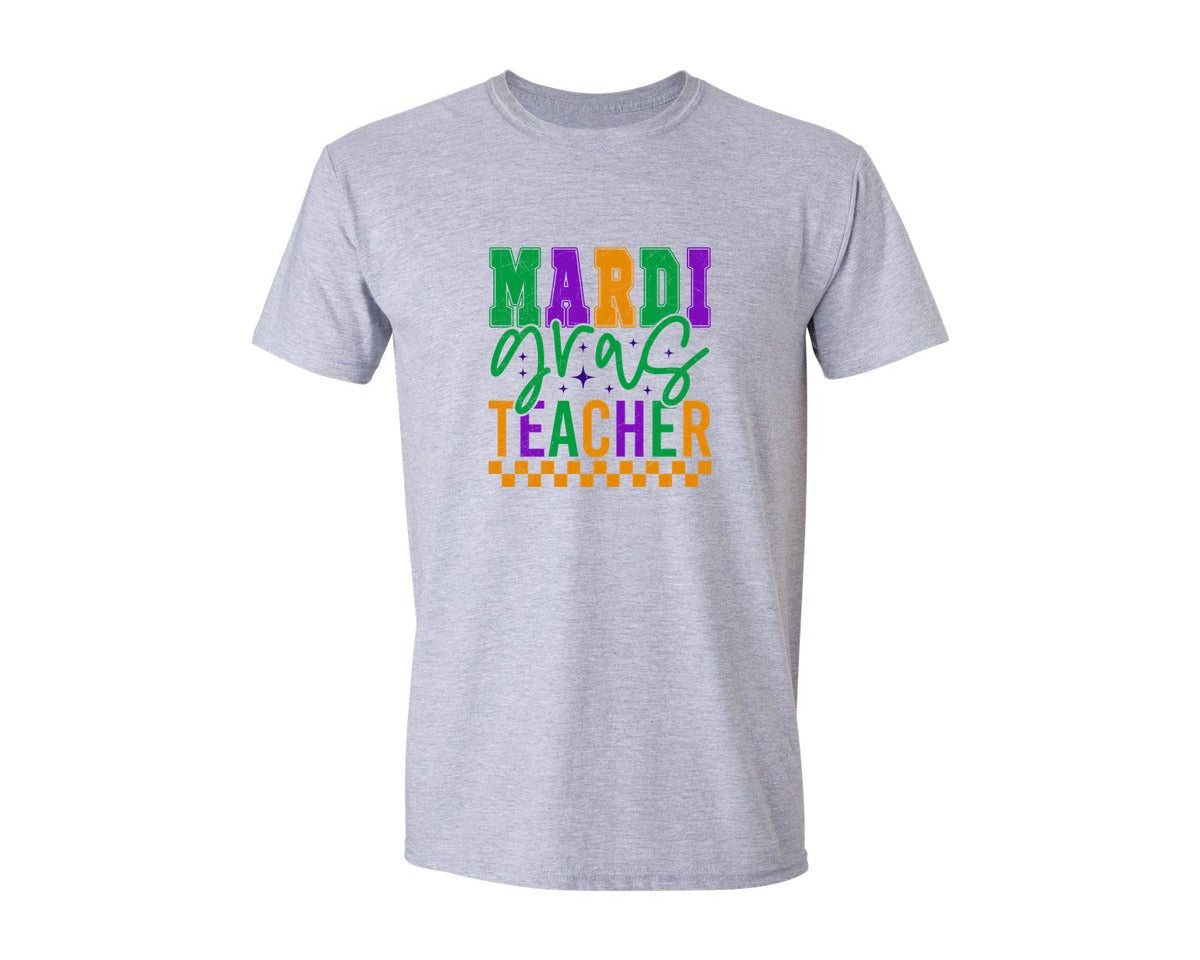 brand:Generic|color:Sports Grey / Athletic Heather|Mardi Gras Mardi Gras Teacher 2 Graphic T-Shirt
