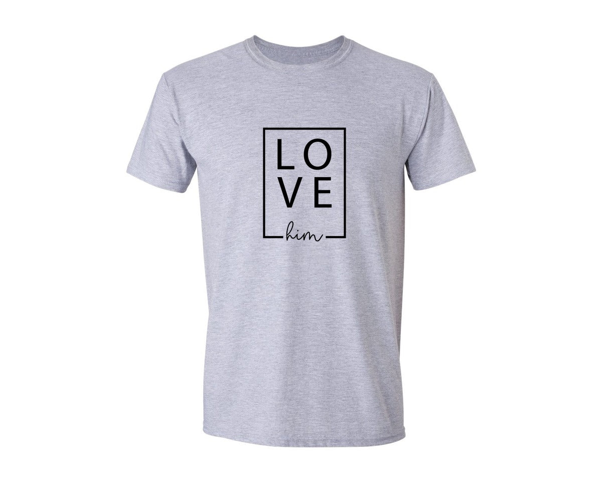 brand:Generic|color:Sports Grey / Athletic Heather|Love Him And Love Her Couple Shirt Graphic T-Shirt