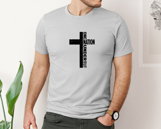 One Nation Under God Cross Freedom Graphic T-Shirt