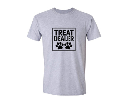 brand:Generic|color:Sports Grey / Athletic Heather|Treat Dealer Dog Paw Print Graphic T-Shirt