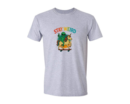 brand:Generic|color:Sports Grey / Athletic Heather|Stay Weird Alien Unicorn Graphic T-Shirt