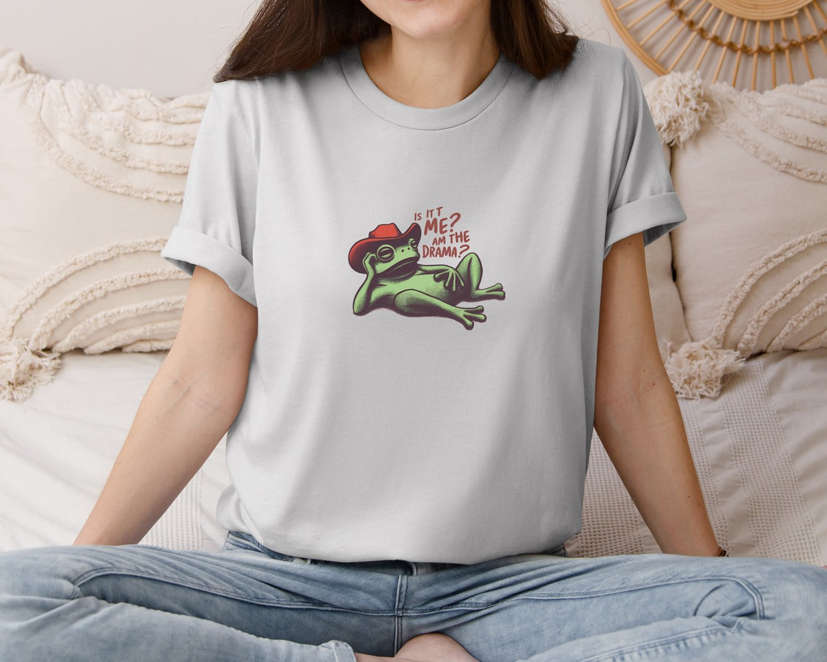 brand:Bella Canvas|color:Sports Grey / Athletic Heather|Drama Frog Funny Cowboy Aesthetic Graphic T-Shirt