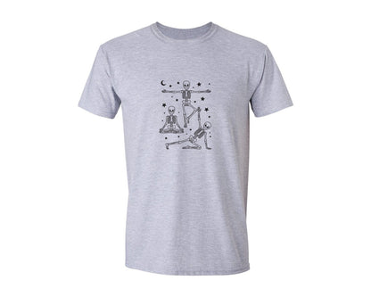 brand:Generic|color:Sports Grey / Athletic Heather|Yoga Skeleton Halloween T Shirt Graphic T-Shirt