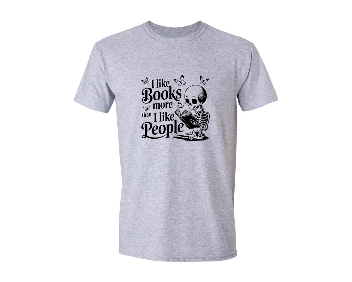 brand:Generic|color:Sports Grey / Athletic Heather|I Like Books More Than I Like People 3 Graphic T-Shirt