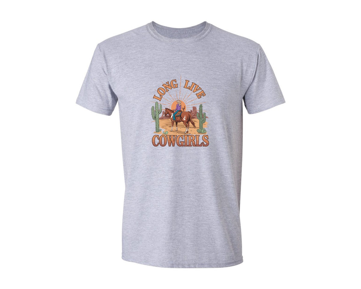 brand:Generic|color:Sports Grey / Athletic Heather|Desert Cowgirl Long Live Cowgirls Graphic T-Shirt