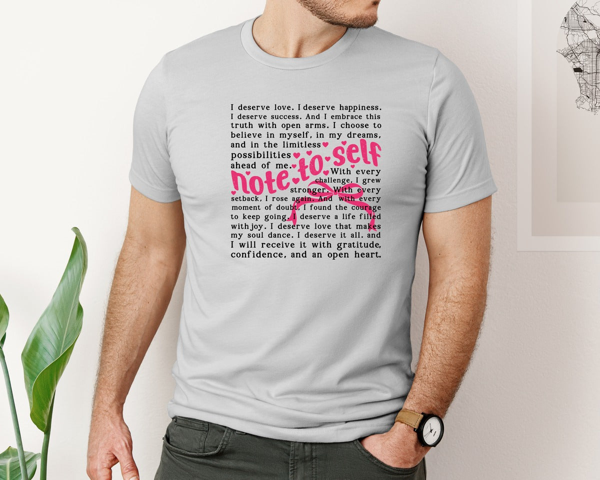 brand:Bella Canvas|color:Sports Grey / Athletic Heather|Mental Health Pngnote To Self Words Graphic T-Shirt