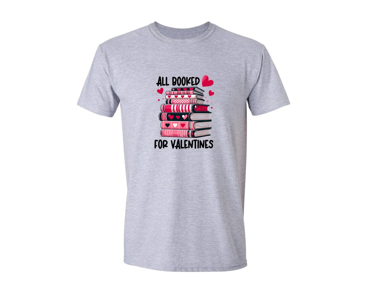 brand:Generic|color:Sports Grey / Athletic Heather|All Booked For Valentines Day Teachers Graphic T-Shirt