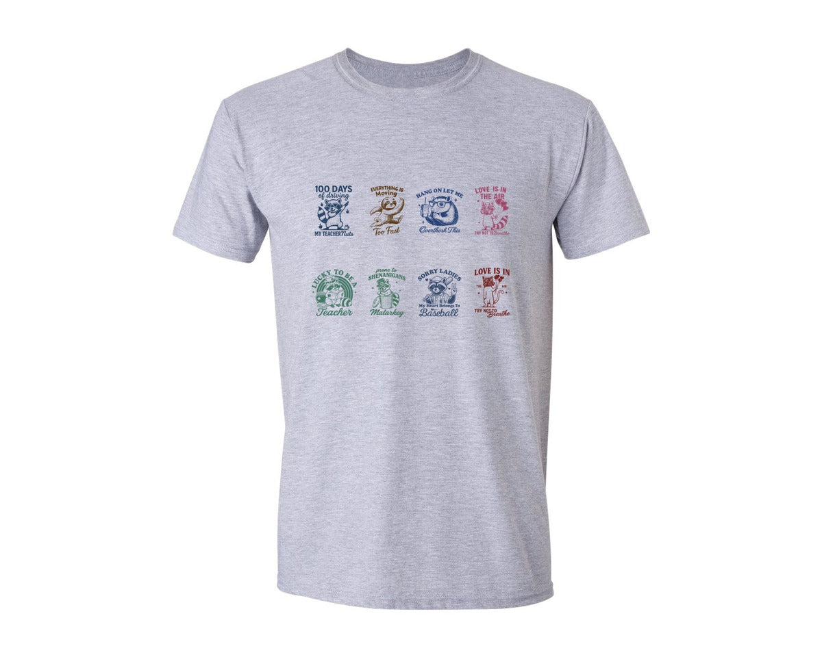 brand:Generic|color:Sports Grey / Athletic Heather|Vintage Funny Raccoon T Shirt Graphic T-Shirt