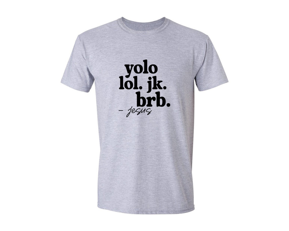 brand:Generic|color:Sports Grey / Athletic Heather|Yolo Yolo Jesus Easter Graphic T-Shirt