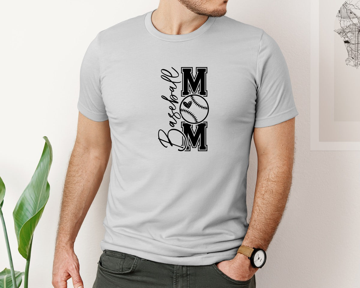brand:Bella Canvas|color:Sports Grey / Athletic Heather|Baseball Mom Baseball Mom 2 Graphic T-Shirt