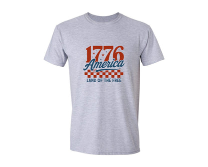 brand:Generic|color:Sports Grey / Athletic Heather|4Th Of July 1776 America Land Graphic T-Shirt