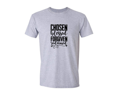 brand:Generic|color:Sports Grey / Athletic Heather|Chosen Blessed Forgiven Redeemed Shirt Graphic T-Shirt