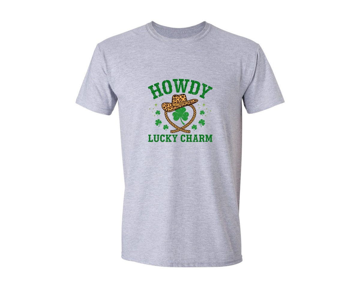 brand:Generic|color:Sports Grey / Athletic Heather|St Patricks Day Howdy Lucky Charm 2 Graphic T-Shirt