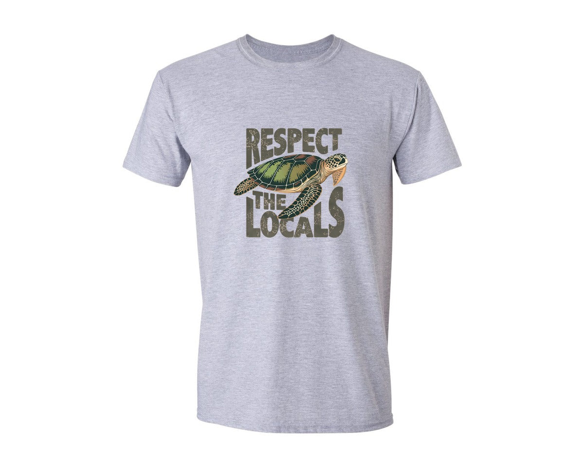 brand:Generic|color:Sports Grey / Athletic Heather|Respect The Locals Sea Turtle Graphic T-Shirt
