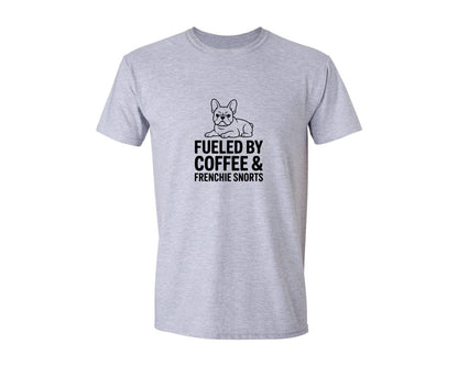brand:Generic|color:Sports Grey / Athletic Heather|Fueled By Coffee Frenchie Snorts Graphic T-Shirt