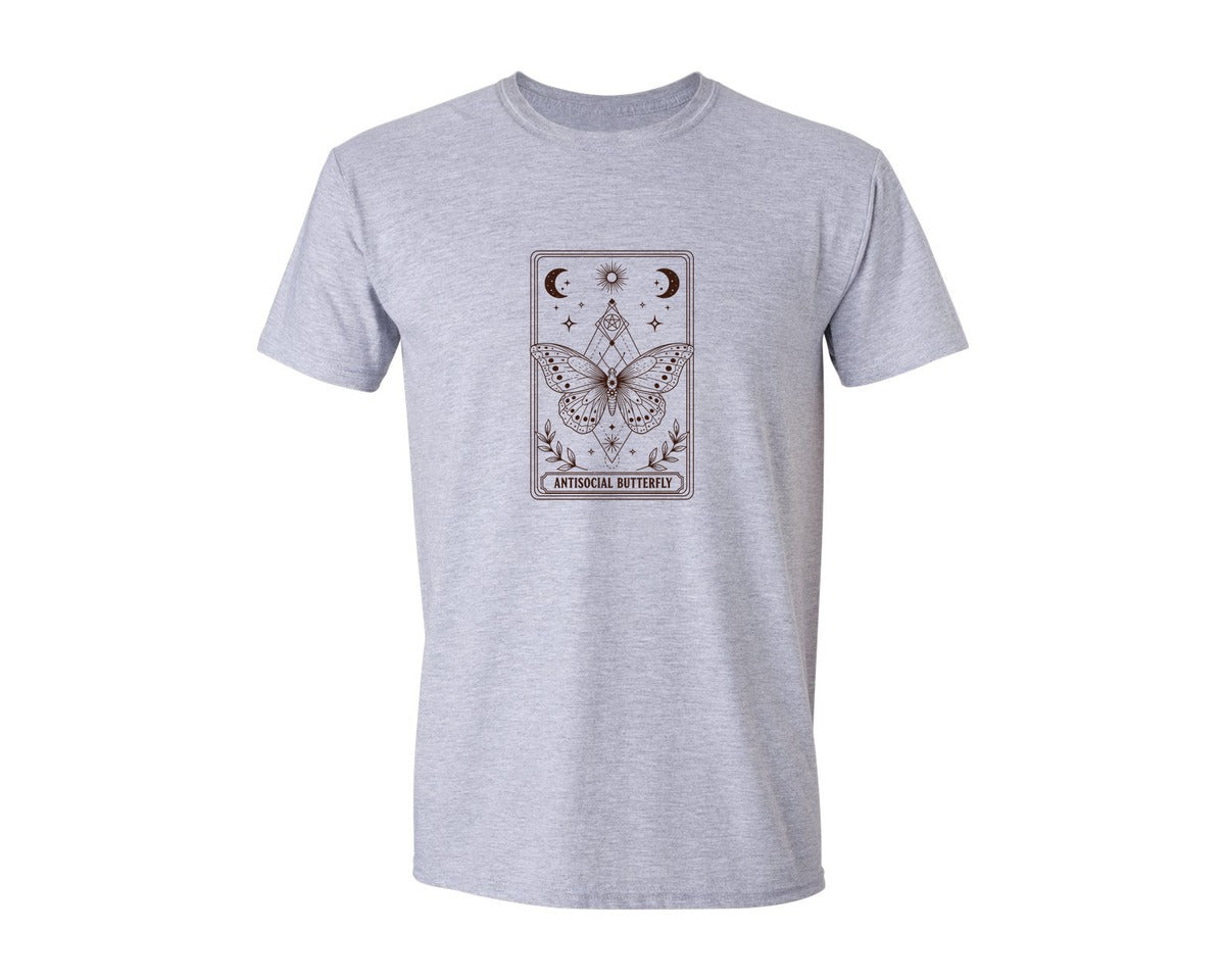 brand:Generic|color:Sports Grey / Athletic Heather|Antisocial Butterfly Tarot Card 2 Graphic T-Shirt