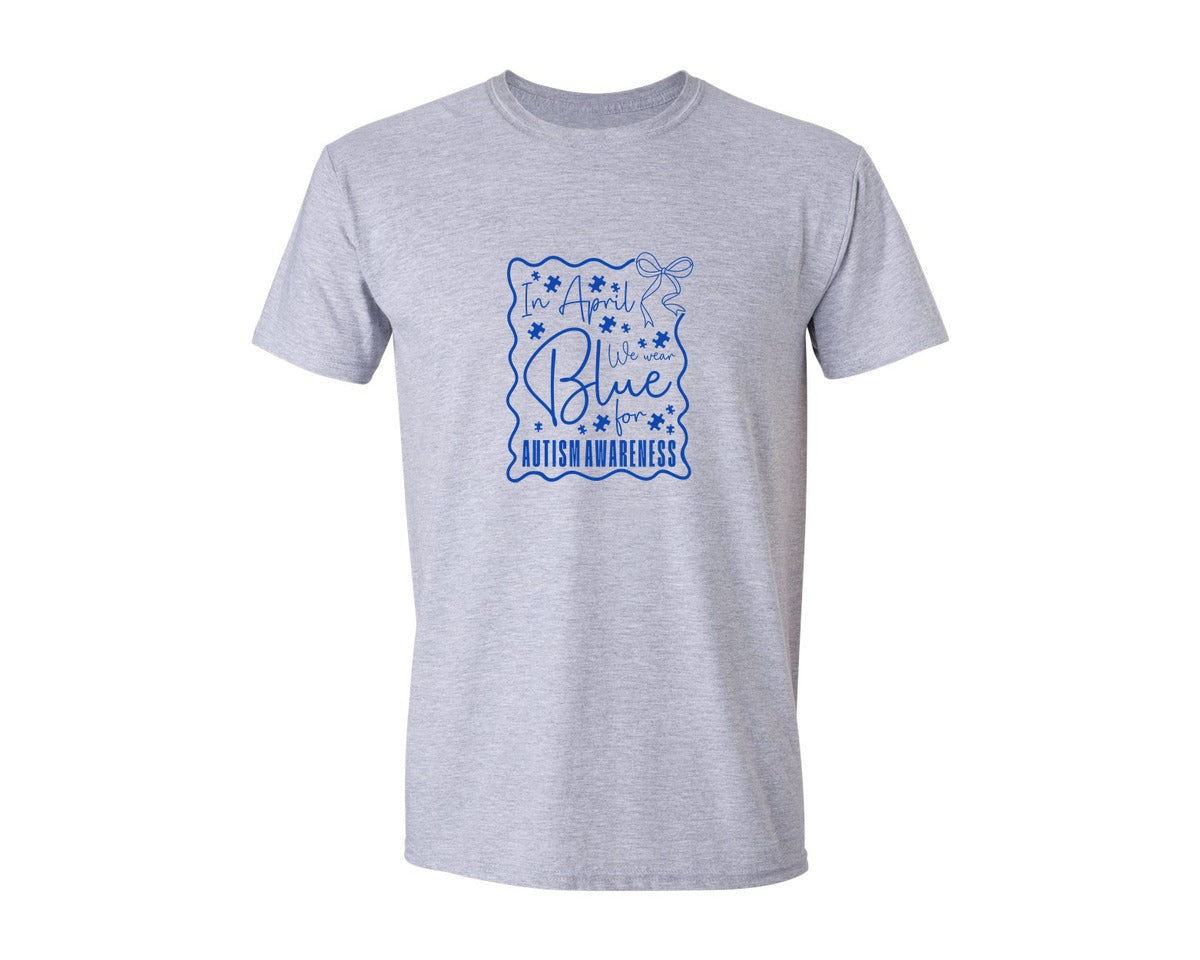 brand:Generic|color:Sports Grey / Athletic Heather|In April We Wear Blue Autism 2 Graphic T-Shirt