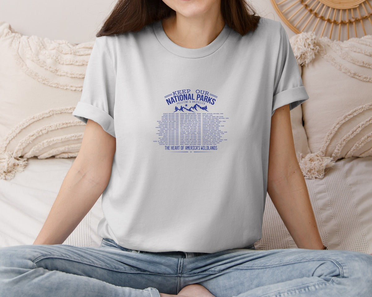 brand:Bella Canvas|color:Sports Grey / Athletic Heather|Keep Our National Parks Pristine And Graphic T-Shirt