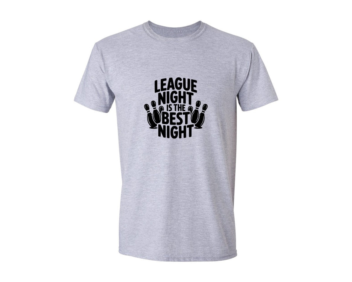 brand:Generic|color:Sports Grey / Athletic Heather|League Night Is The Best Night Bowling Graphic T-Shirt