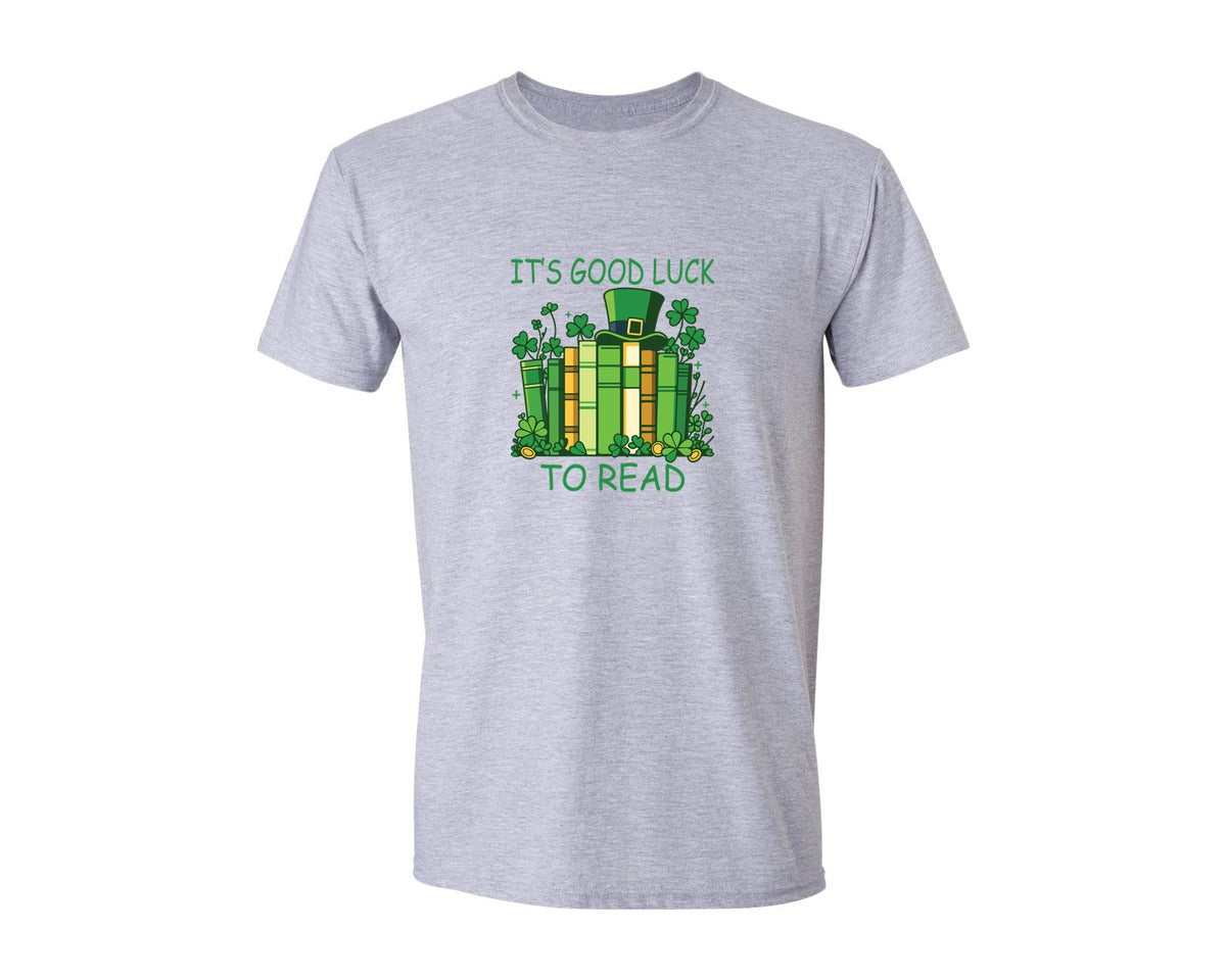 brand:Generic|color:Sports Grey / Athletic Heather|Its Good Luck To Read St Patricks Day Graphic T-Shirt
