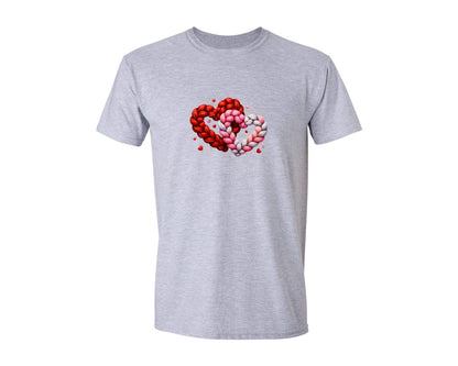 brand:Generic|color:Sports Grey / Athletic Heather|Braided Two Hearts Knit Valentine Graphic T-Shirt