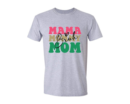 brand:Generic|color:Sports Grey / Athletic Heather|Mama Mommy Mom Bruh Mama 2 Graphic T-Shirt