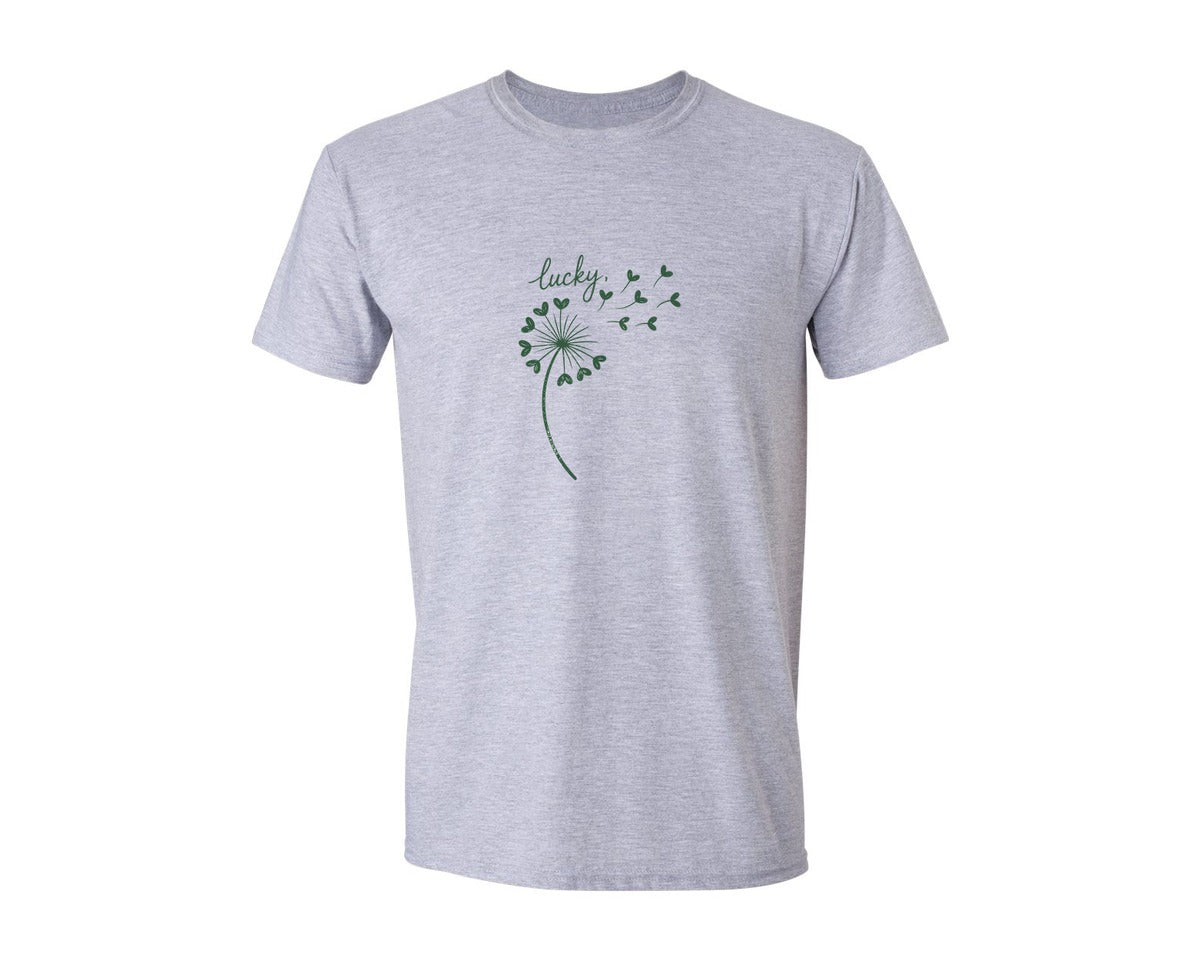 brand:Generic|color:Sports Grey / Athletic Heather|Lucky Dandelion St Patricks Day Graphic T-Shirt