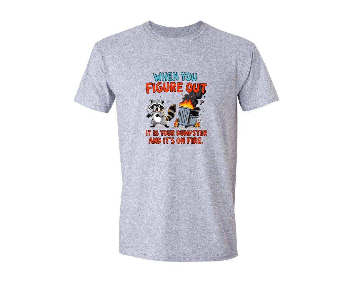 brand:Generic|color:Sports Grey / Athletic Heather|Retro Raccoon Funny Shirt Design Graphic T-Shirt