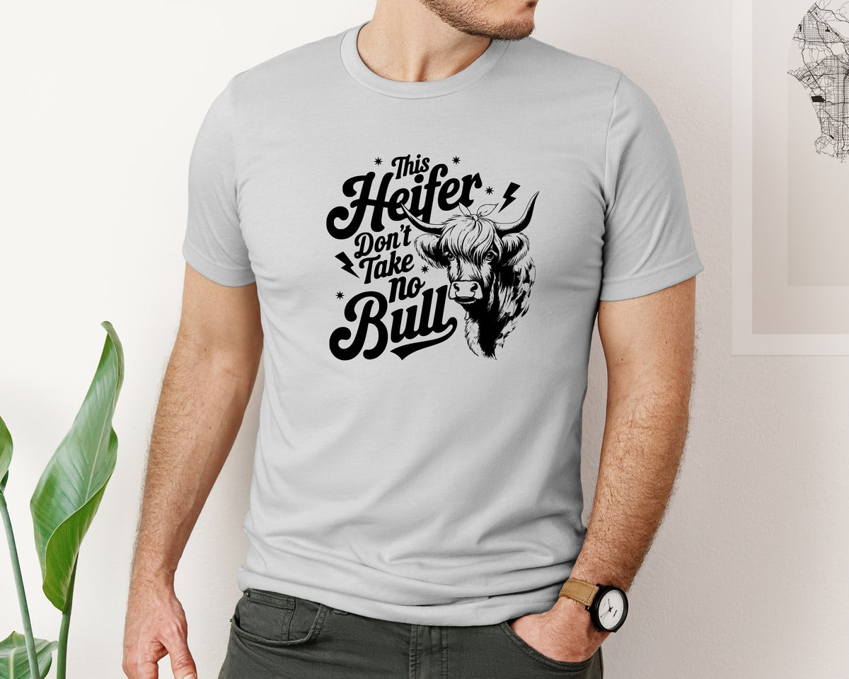brand:Bella Canvas|color:Sports Grey / Athletic Heather|This Heifer Don T Take No Bull T Shi Graphic T-Shirt