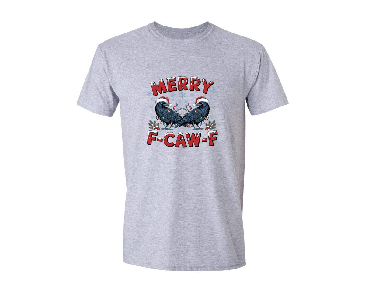 brand:Generic|color:Sports Grey / Athletic Heather|Christmas F Caw F Christmas Funny Graphic T-Shirt
