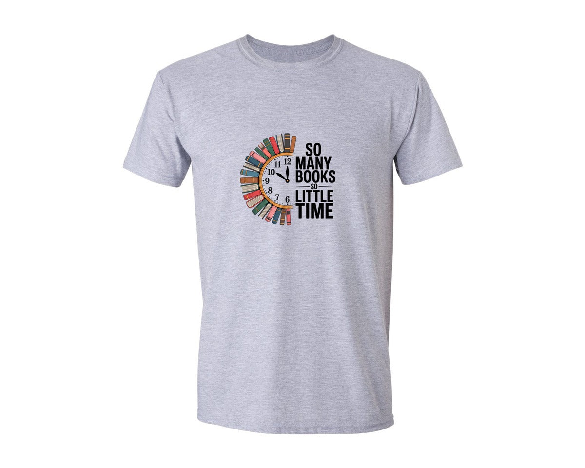 brand:Generic|color:Sports Grey / Athletic Heather|So Many Books Clock Book Lover Art Graphic T-Shirt