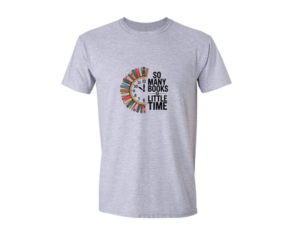 brand:Generic|color:Sports Grey / Athletic Heather|So Many Books Clock Book Lover Art Graphic T-Shirt