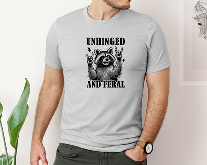 brand:Bella Canvas|color:Sports Grey / Athletic Heather|Unhinged And Feral Vintage Raccoon Meme Graphic T-Shirt