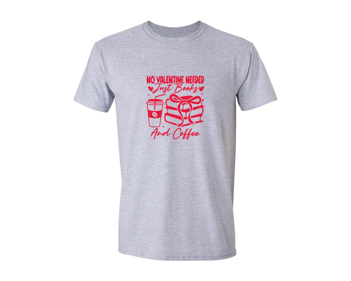 brand:Generic|color:Sports Grey / Athletic Heather|Single Valentines Day Books Coffee 2 Graphic T-Shirt