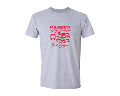 brand:Generic|color:Sports Grey / Athletic Heather|Single Valentines Day Books Coffee 2 Graphic T-Shirt