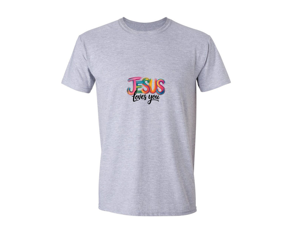 brand:Generic|color:Sports Grey / Athletic Heather|Christian Jesus Loves You 8 Graphic T-Shirt