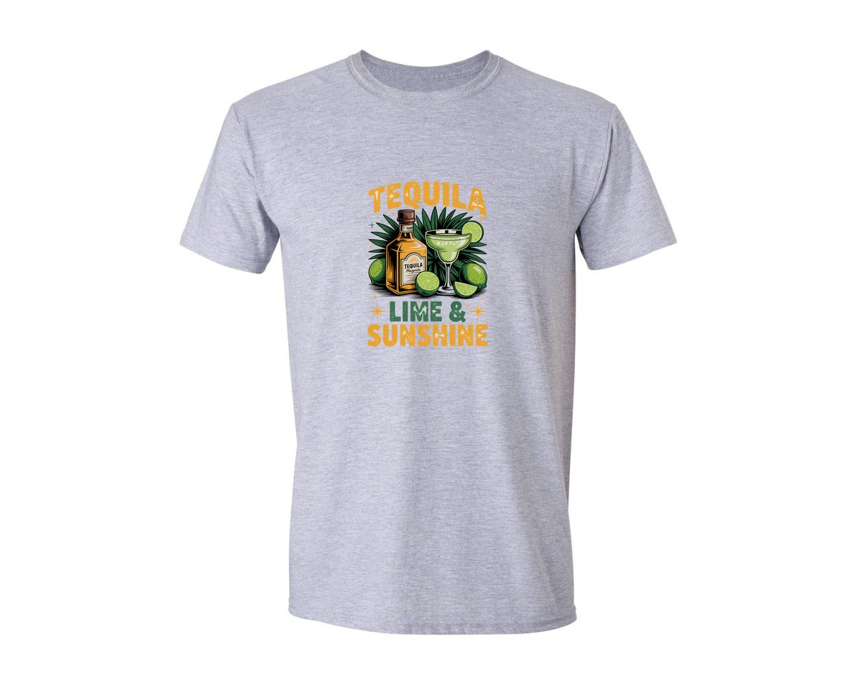 brand:Generic|color:Sports Grey / Athletic Heather|Tequila Lime And Sunshine Summer Graphic T-Shirt