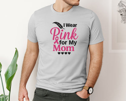 brand:Bella Canvas|color:Sports Grey / Athletic Heather|Feather Ribbon Mom Graphic T-Shirt