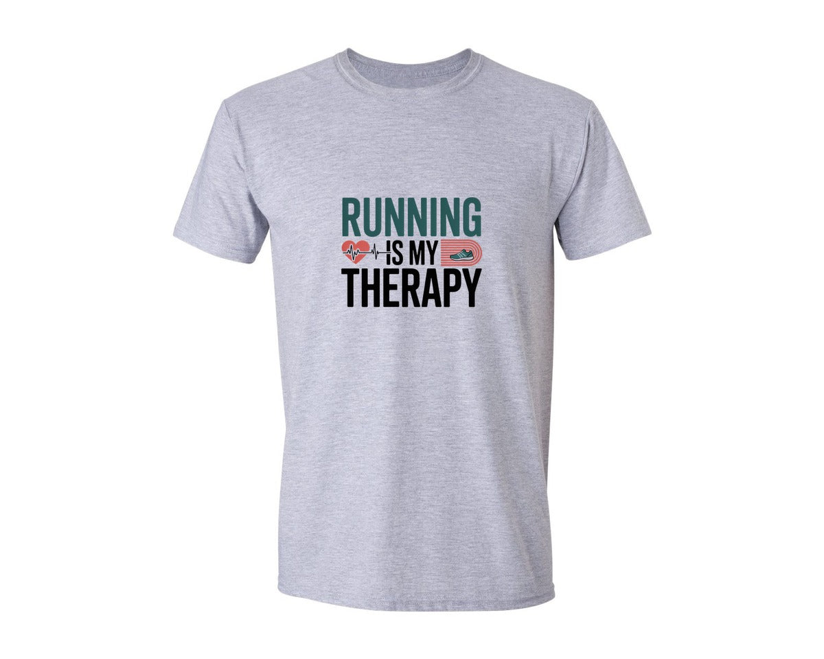 brand:Generic|color:Sports Grey / Athletic Heather|Running Is My Therapy Fitness Shirt Graphic T-Shirt