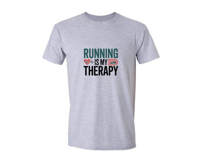 brand:Generic|color:Sports Grey / Athletic Heather|Running Is My Therapy Fitness Shirt Graphic T-Shirt