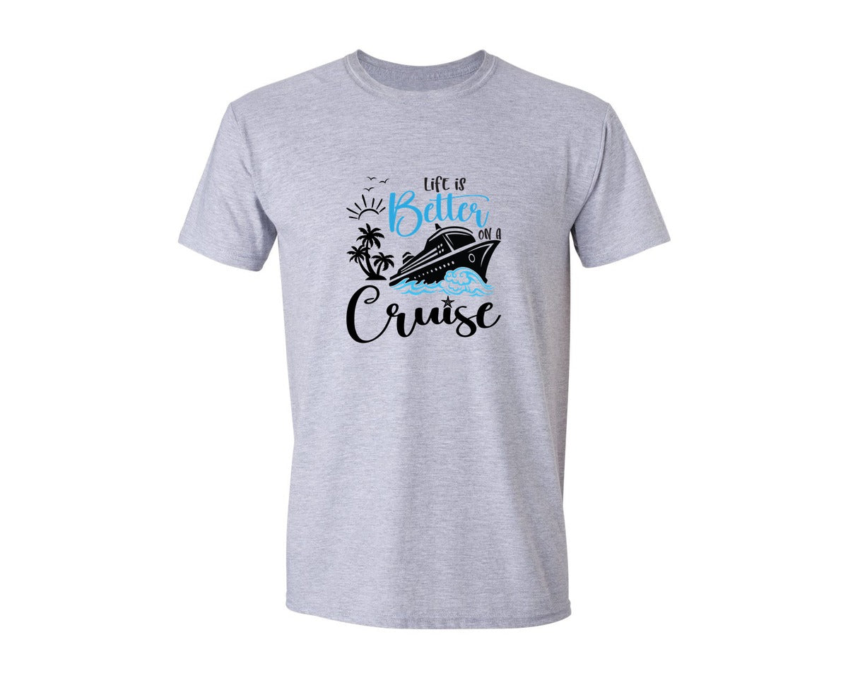 brand:Generic|color:Sports Grey / Athletic Heather|Life Is Better On A Cruise Summer Cruise Graphic T-Shirt