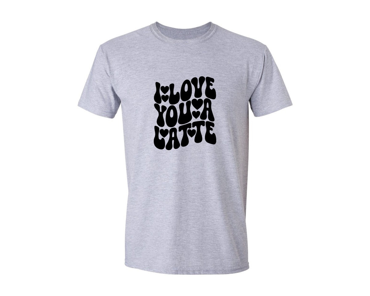 brand:Generic|color:Sports Grey / Athletic Heather|I Love You A Latte 41 Graphic T-Shirt