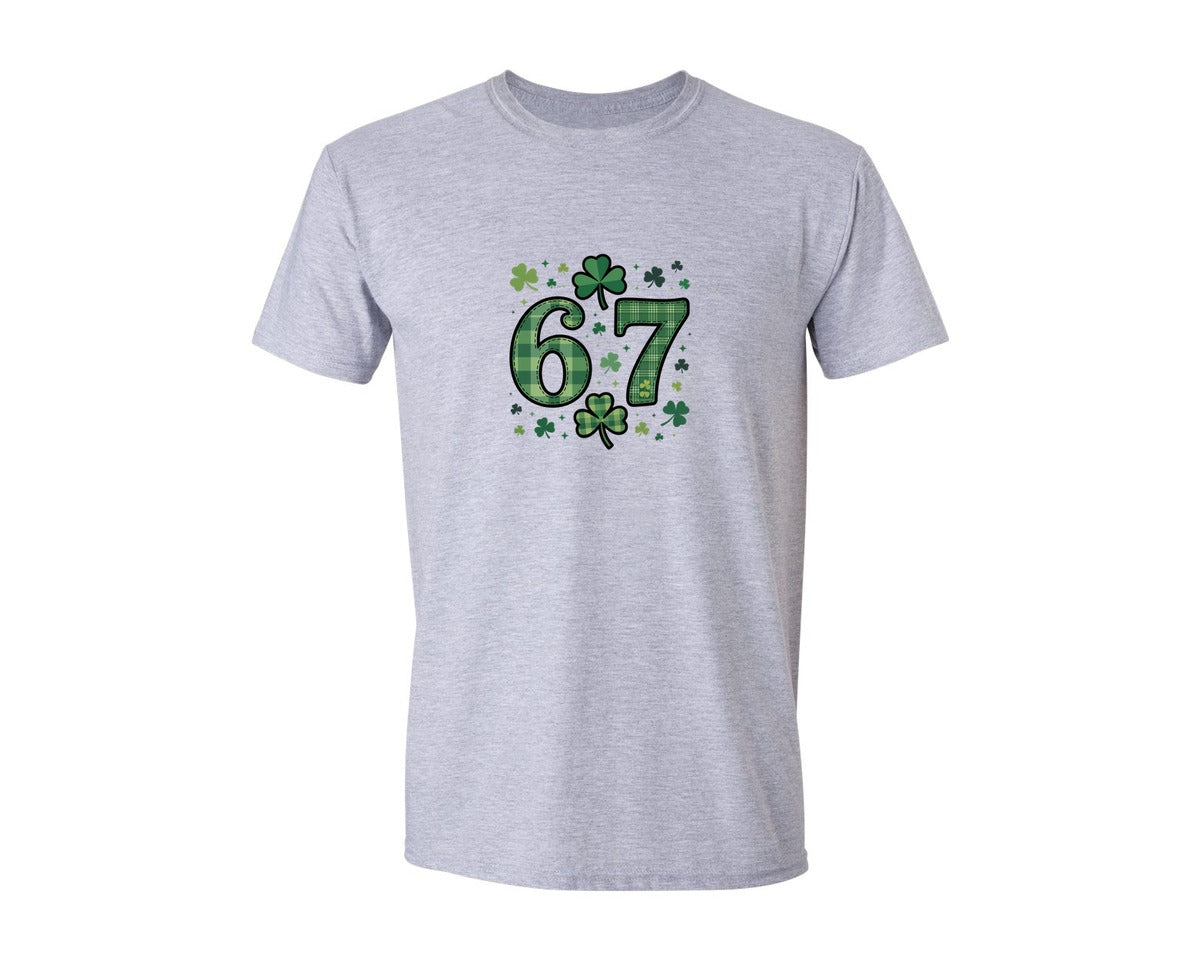 brand:Generic|color:Sports Grey / Athletic Heather|67 St Patricks Day Shamrocks Graphic T-Shirt